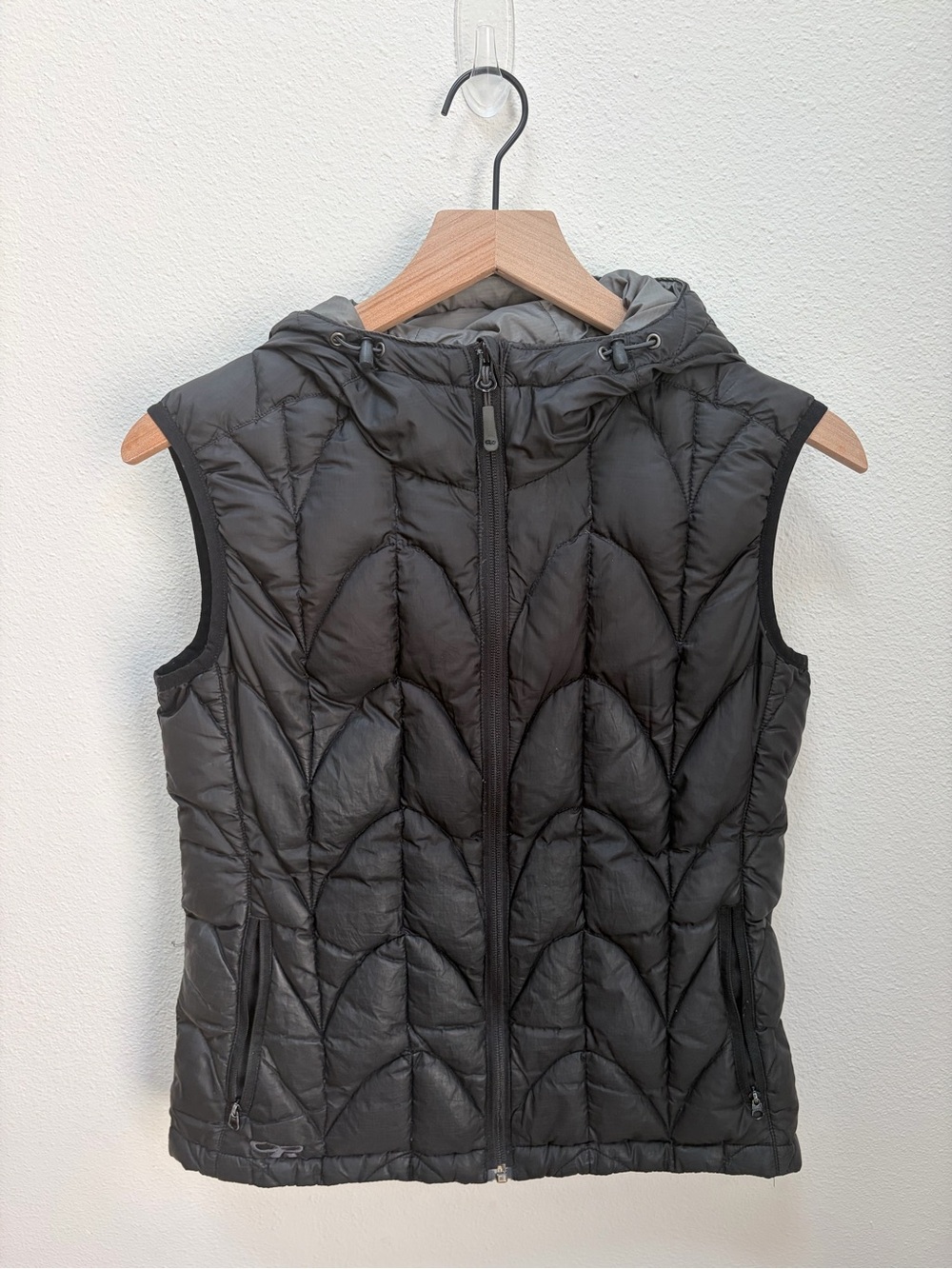 Outdoor Research Puffer Vest Hooded Quilted Insulated Packable Black Size Small